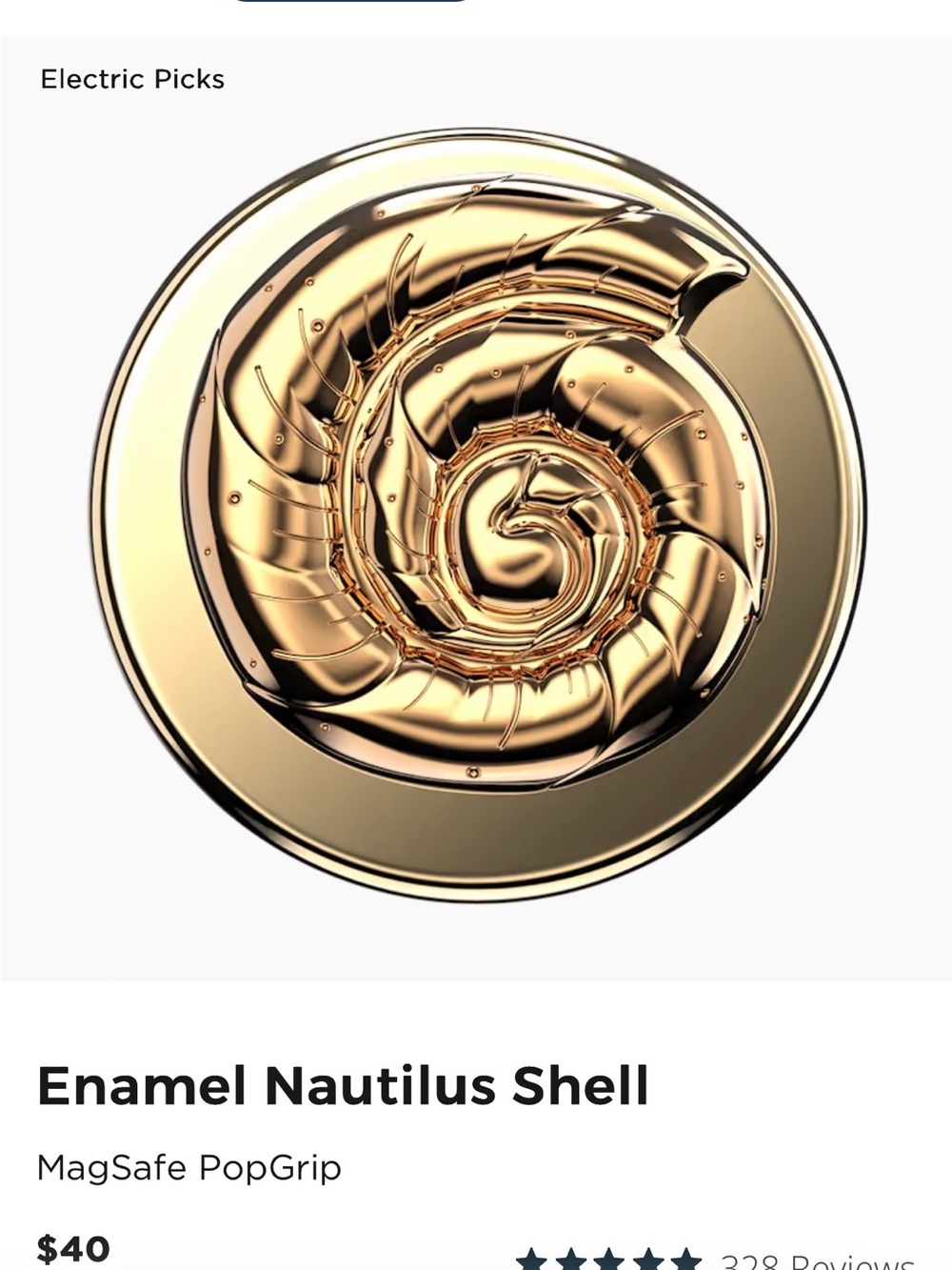 PopSocket x Electric Picks Enamel Nautilus Shell MagSafe PopGrip